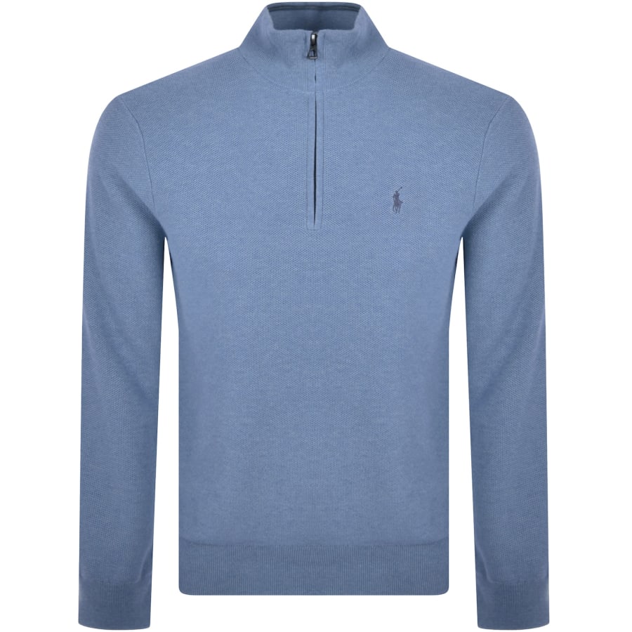 Ralph Lauren Half Zip Knit Jumper Blue Mainline Menswear